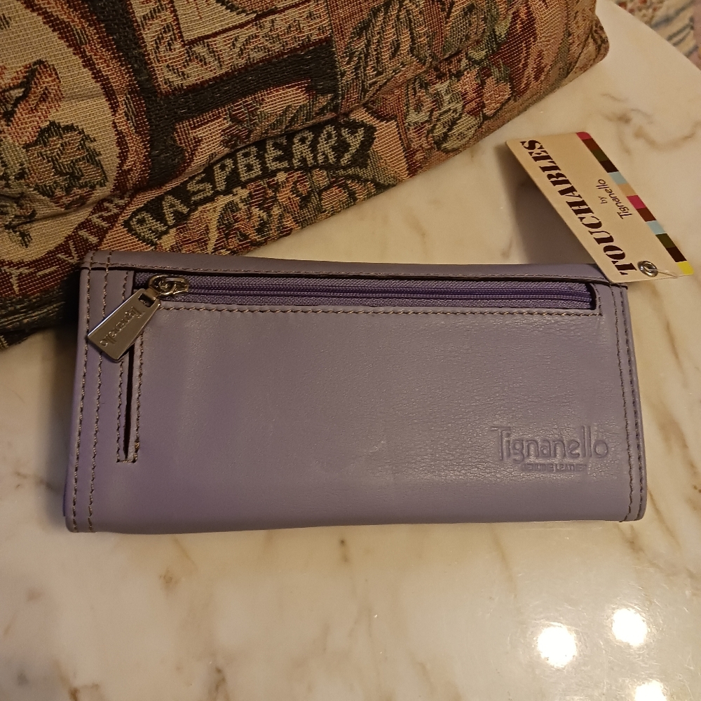 NWT Tignanello Long Wallet, Purple Leather Touchables Bag - Picture 4 of 9
